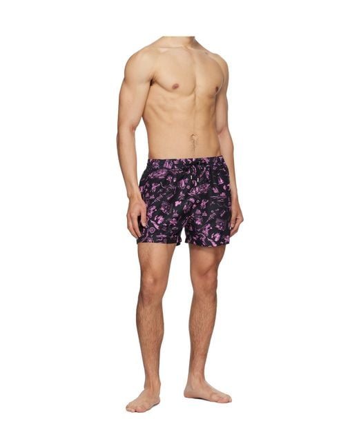 Paul Smith Blue Travel Stories Elastic Waist Swim Trunks for men