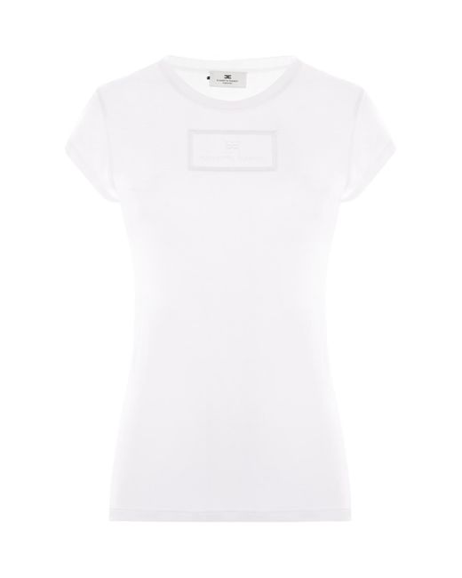 Elisabetta Franchi White Embroidered Jersey T-Shirt