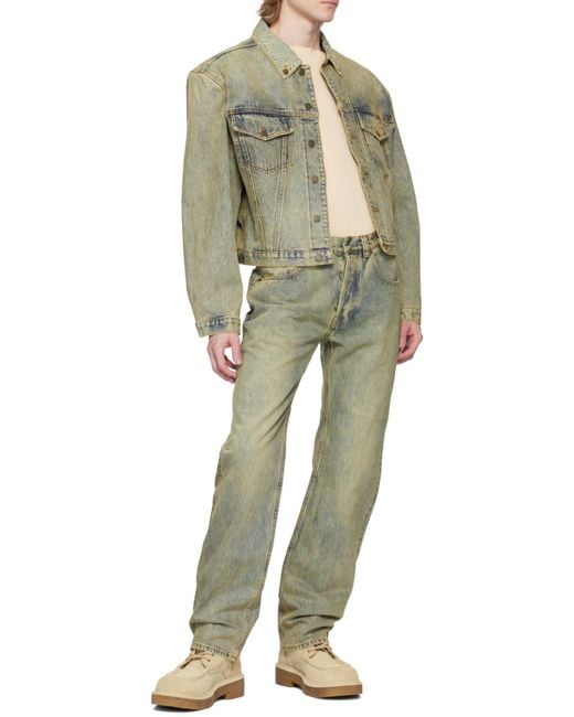 Entire studios Green Button-Front Denim Jacket for men