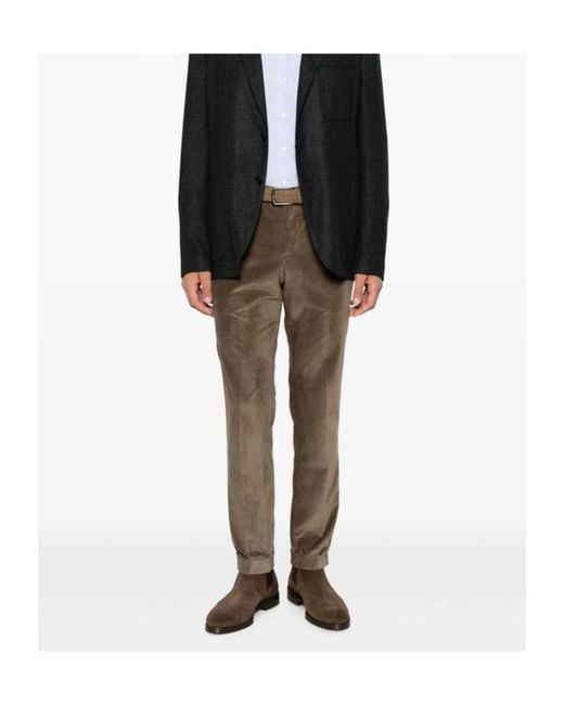 Pt Pantaloni Brown Casual Trousers With Belt Loops for men
