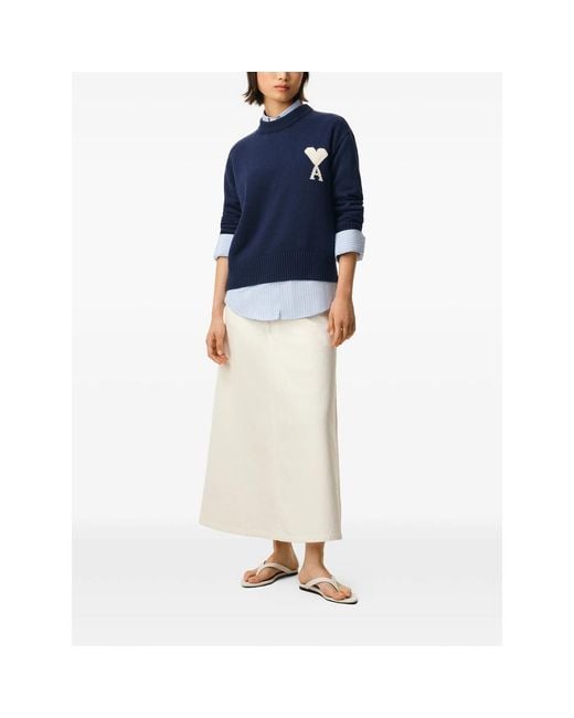 AMI Blue Ami Ami De Coeur Crewneck Jumper for men