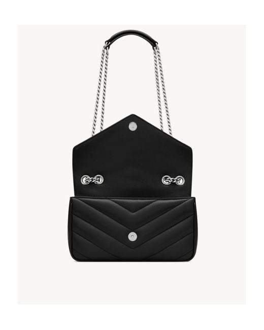 Saint Laurent White Loulou Logo Plaque Small Shoulder Bag