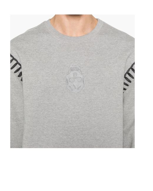 McQueen Gray Skull Sweatshirt for men