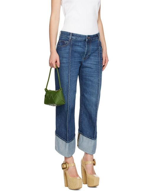 Bottega Veneta Blue Regular Fit Cropped Jeans