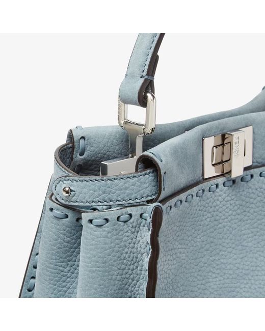 Fendi Blue Peekaboo Mini Top Handle Bag