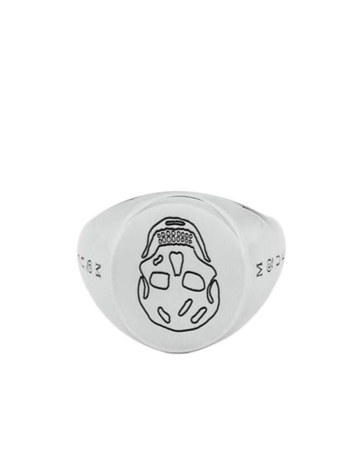 Alexander McQueen White Skull Signet Ring for men