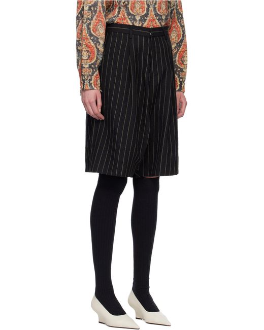 R13 Black Pinstripe Bermuda Shorts