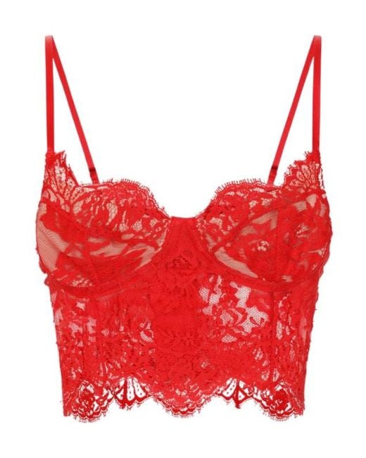 Dolce & Gabbana Red Lace Lingerie Corset Top