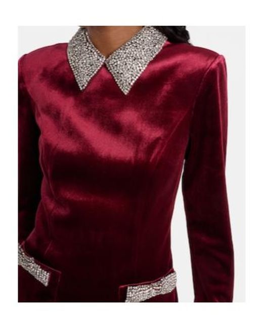 Rebecca Vallance Red Edwiena Embellished Velvet Minidress