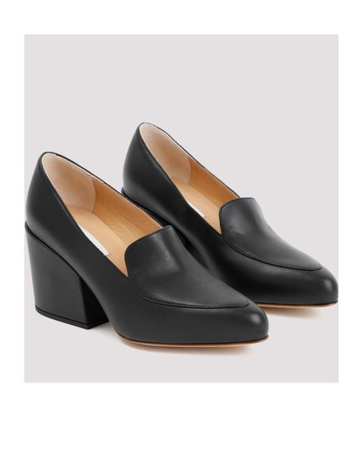 Gabriela Hearst Black Block-Heel Pointed-Toe Leather Pumps