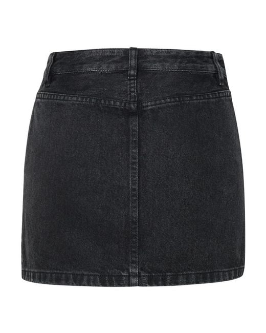 A.P.C. Black Washed Denim Mini Skirt