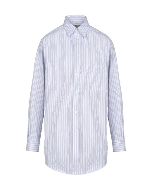 Maison Margiela Blue Pinstripe Long-Sleeved Shirt