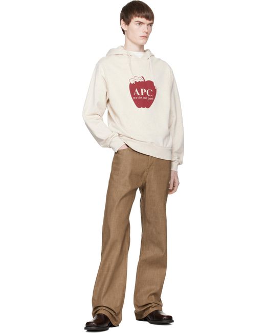 A.P.C. White Logo Printed Drawstring Hoodie for men