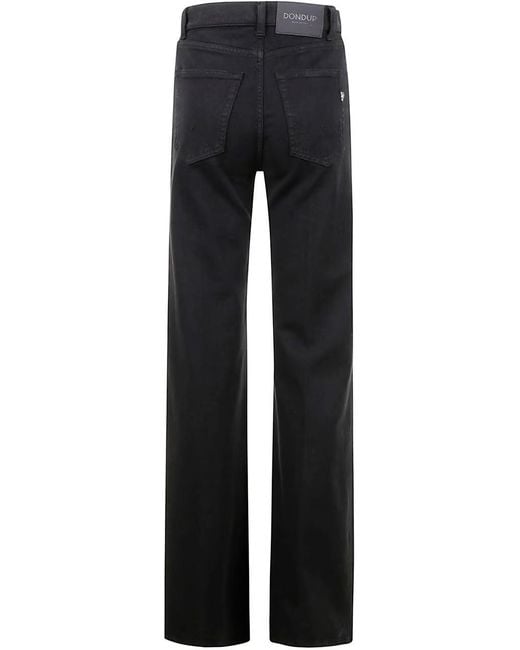 Dondup Black High-Rise Straight-Leg Jeans
