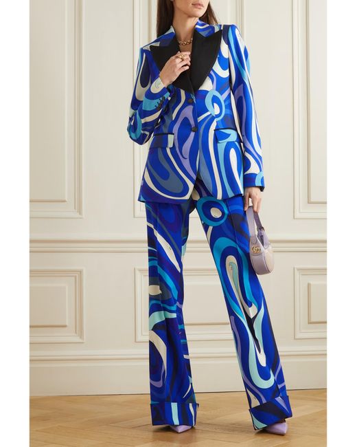 Emilio Pucci Blue Printed Suit Jacket