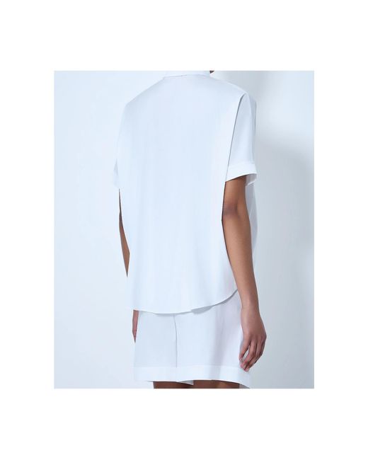 Max Mara Blue Bchpittura Asymmetric Short-Sleeve Shirt