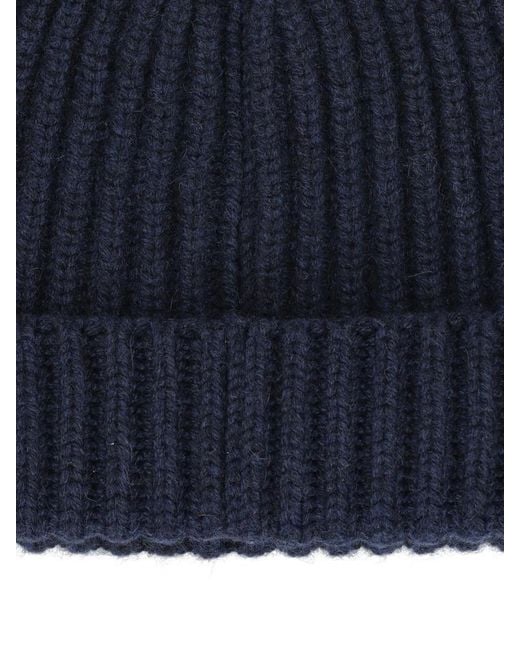 Loro Piana Blue Turn-Up Hem Knitted Beanie for men