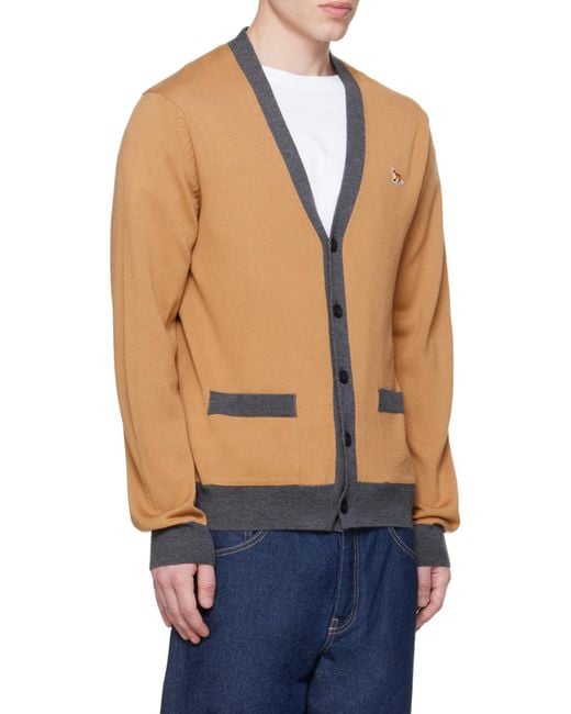 Maison Kitsuné Brown Maison Kitsuné Baby Fox-Patch Button-Up Cardigan for men