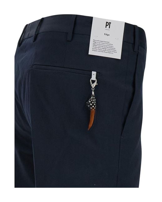 Pt Pantaloni Blue Pt Torino Dieci Slim Cut Trousers for men