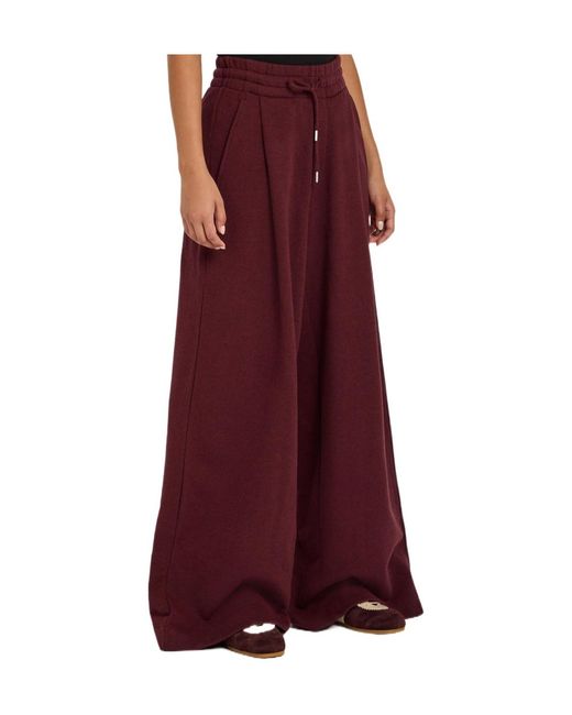 Dries Van Noten Red Hadium Pleated Wide-Leg Cotton Sweatpants