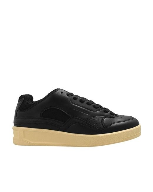 Jil Sander Black Round-Toe Lace-Up Sneakers
