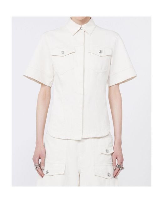 Sportmax White Button-Up Short-Sleeve Shirt