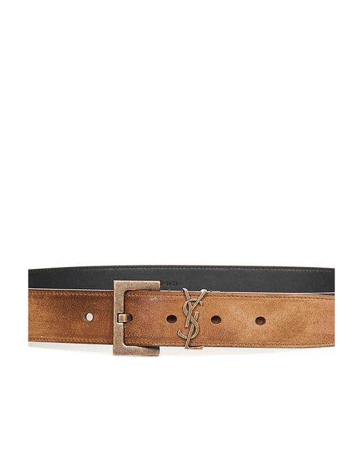 Saint Laurent White Logo Plaque Belt for men