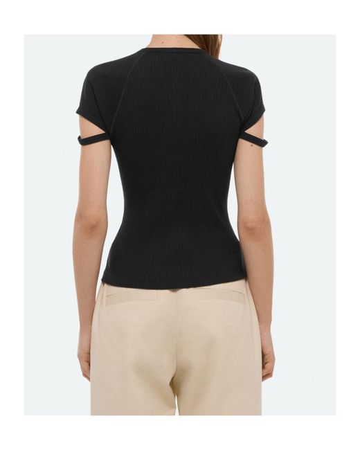 Helmut Lang Black Cutout Sleeve Top