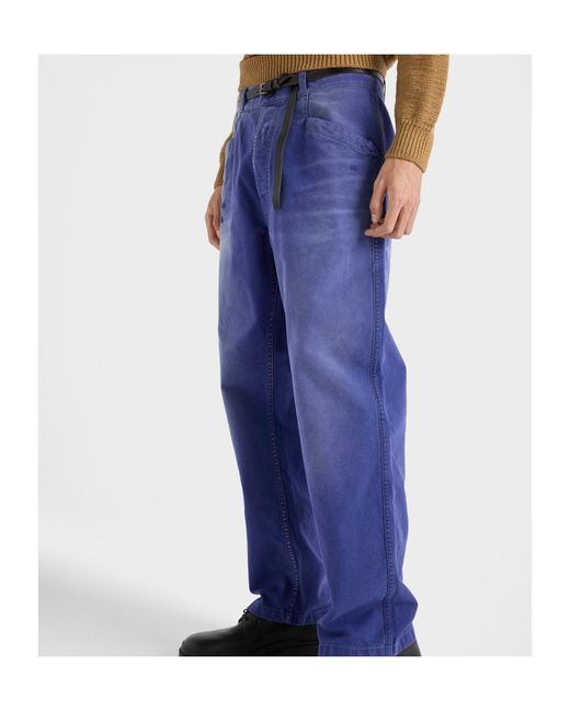 Prada Blue Cotton Twill Pants for men