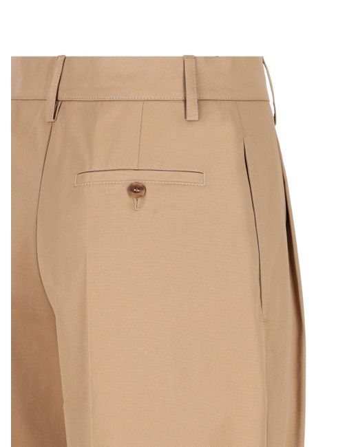 Prada Natural Pleated Tailored Trousers