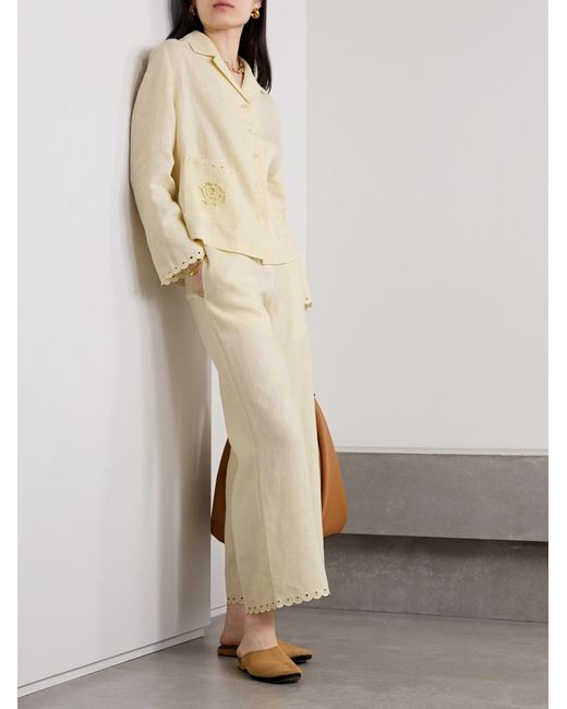 Sleeper Natural Sofia Embroidered Linen Shirt