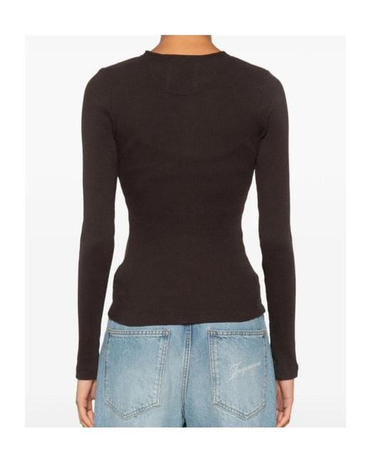 Citizens of Humanity Brown Drea Waffle-Knit Henley Top