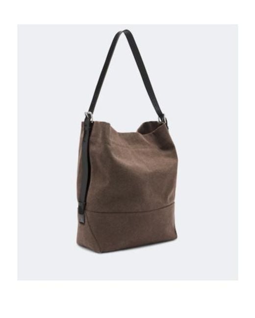 Lemaire Brown Belted Medium Cotton Canvas Tote Bag