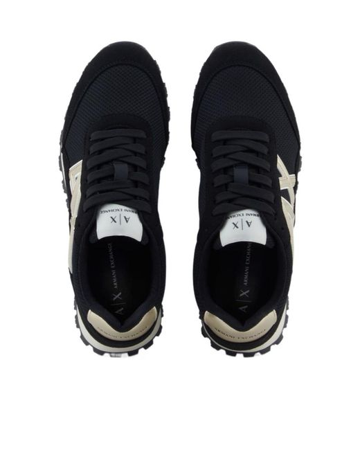 ARMANI EXCHANGE Black Logo-Detail Sneakers