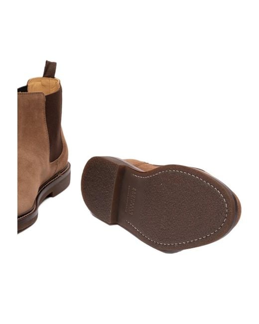 Brunello Cucinelli Brown Suede Ankle Boots for men