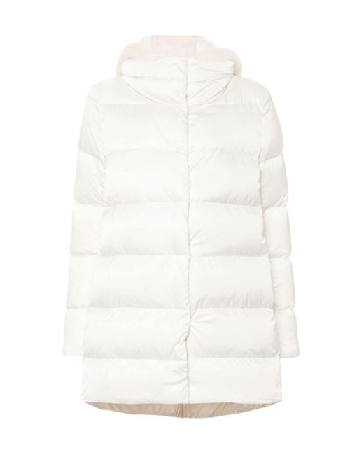 Herno White Hooded Quilted Down Coat