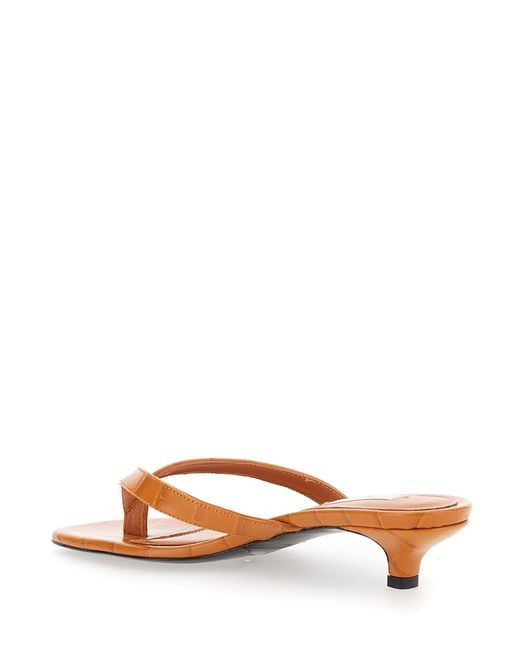 Totême Brown Embossed Heeled Sandals