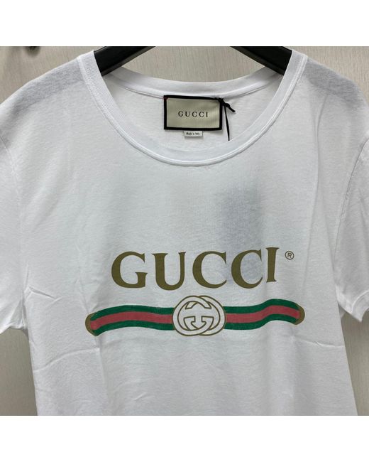 Gucci White Oversize Washed T-Shirt With Logo for men