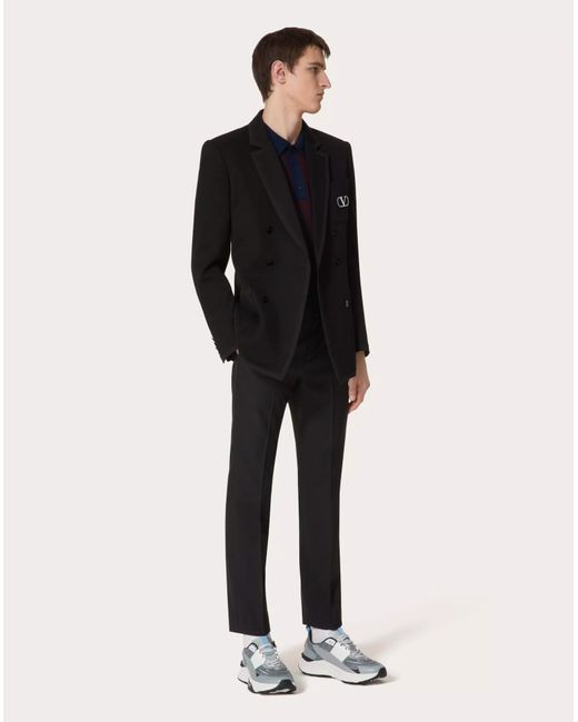 Valentino Black Double-Breasted Long-Sleeved Blazer for men