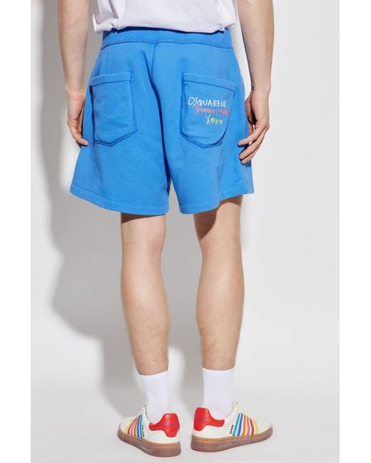 DSquared² Blue Summer Lovers Embroidered Shorts for men