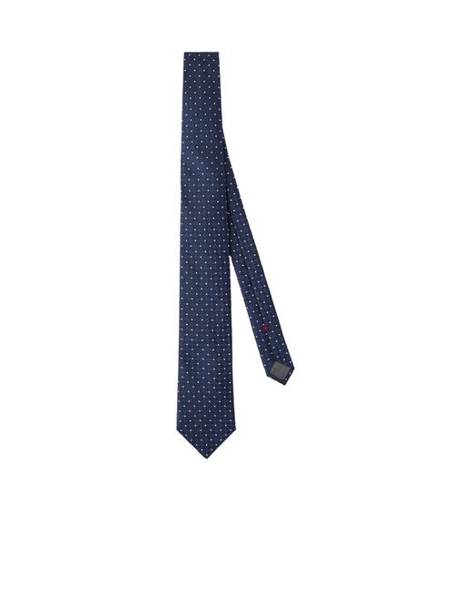 Brunello Cucinelli Blue Dot-Jacquard Pointed Tip Tie for men