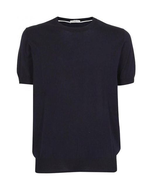Paolo Pecora Blue Short-Sleeve Knitted Top for men