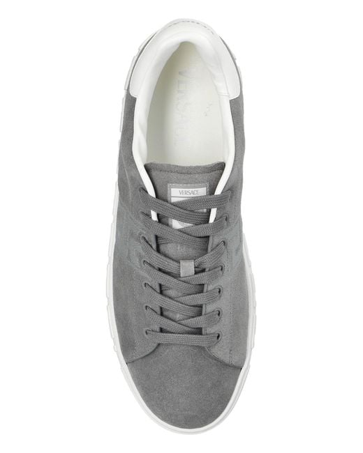 Versace Gray Greca-Embroidered Lace-Up Sneakers for men