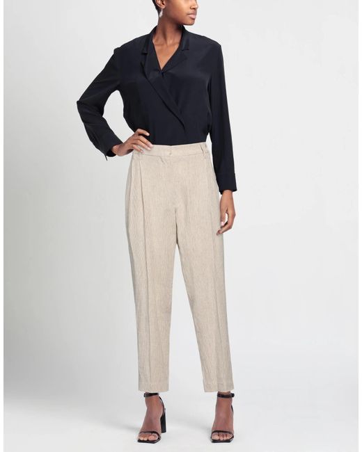 Brunello Cucinelli Natural Striped Woven Waistband Pants