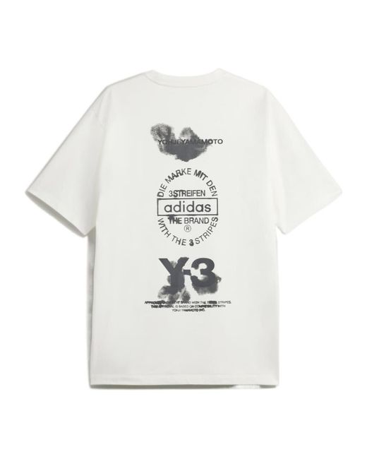 Y-3 White Graphic Printed Crewneck T-Shirt for men