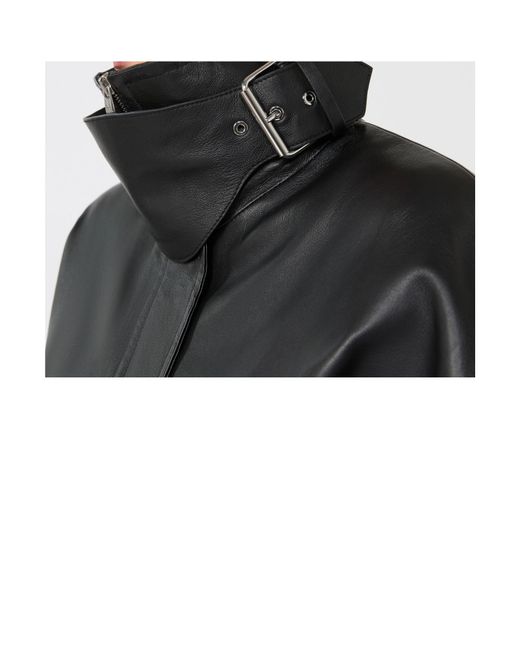 Sportmax Black High-Neck Zipped Leather Jacket