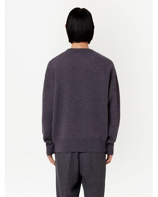 AMI Gray Ami De Coeur Crewneck Knitted Jumper for men