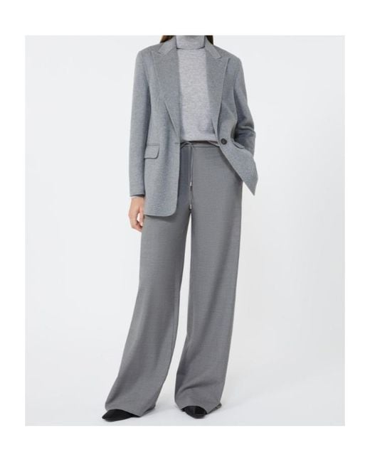Max Mara Gray Educata Ribbed Turtleneck Sweater