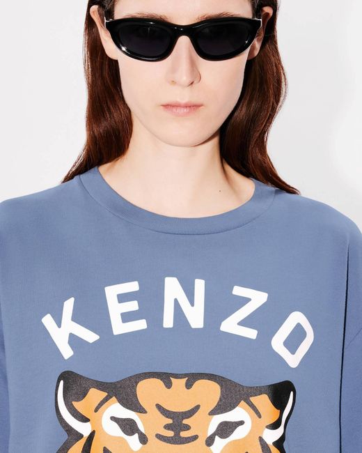 KENZO Blue Lucky Tiger Printed Crewneck T-Shirt for men