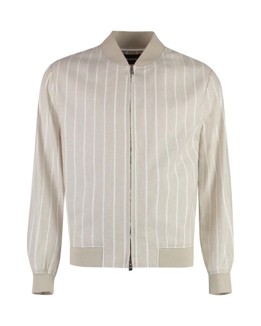 Boss White Boss Striped Zip-Up Jacket for men